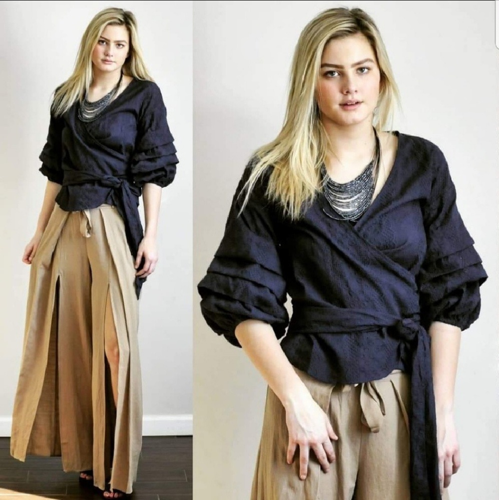 DELETING SOON Eyelet Open Front Wrap Blouse - Picture 3 of 4